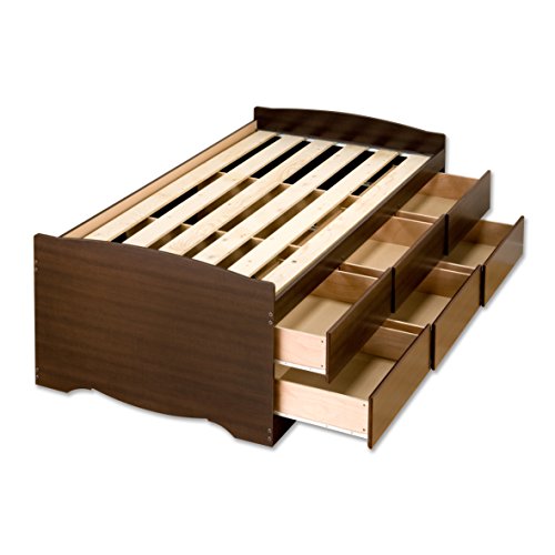 Espresso Tall Twin Captain's Platform Storage Bed with 6 Drawers