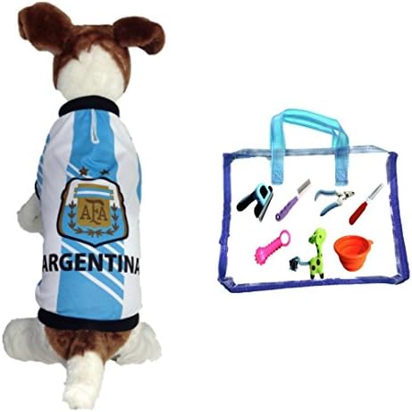 Dog Soccer Jersey Argentina (Small) -Pet T-shirt-Dog Grooming Kit-makes Dog Comfortable-cozy up Costume to Celebrate Your Country Tradition-enjoy Your Football Team Passion-best Quality Jersey.