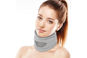 SLYWARY Neck Brace, Soft Foam Neck Braces for Neck Pain and Support, Adjustable Cervical Collar Keep Vertebrae Stable and Aligned, Relief of Cervical Spine Pressure for Sleeping(Grey, Large, 4" Depth)