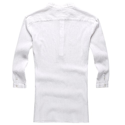 Karlywindow Mens Linen Henley Shirt Long Sleeve Cotton Beach Yoga Loose
