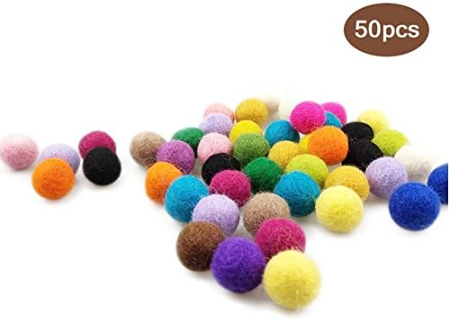 Wool Felt Balls 2cm (0.79 inch) 50pcs 100% Pure Wool DIY Christmas Decor Crafts,Mix Color