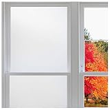 Rabbitgoo Window Privacy Film No Glue, White Frosted Glass Films for Bathroom Home Office, Removable Window Vinyl Frosting Film for Glass Covering, Anti UV (Matte White, 35.4 x 78.7 inches)