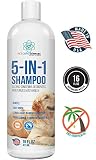 PET CARE Sciences Dog Shampoo, Naturally Derived Dog and Puppy Shampoo and Conditioner, 5 in 1 Formula with Coconut, Aloe and Oatmeal, Tear Free Dog Shampoo for Sensitive Skin, Made in The USA,16 floz
