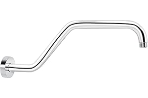 KAPHOME High Rise Shower Arm With Flange, 15.5 Inch Gooseneck Extension, Stainless Steel S Shaped, Chrome, 9Z1MK