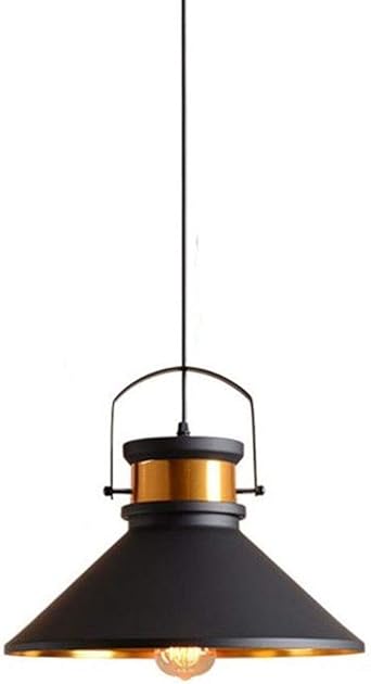 Vintage E27 Pendelleuchte Aussen Schwarz Innen Gold Aluminium Schatten Pendellampe Hohenverstellbar Retro Lampe Fur Esszimmer Esstisch Schlafzimmer Kuche Flur Dekor Decken Leuchte 37 33cm Amazon De Beleuchtung