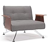 Innovation Schlafsofa mit Chrombeinen und Armlehnen Clubber Kunstleder
