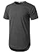 URBANCREWS Mens Hipster Hip Hop Melange Elong Crewneck T-Shirt Charcoal XLarge