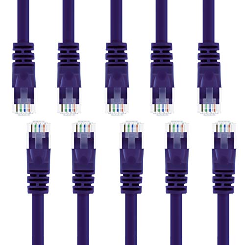GearIT 10 Pack, Cat 6 Ethernet Cable Cat6 Snagless Patch 5 Feet - Computer LAN Network Cord, Purple - Compatible with 10 Port Switch POE 10port Gigabit