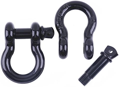Tokept Shackles Black Powder Coat Heavy Duty D Ring for Vehicle Recovery, Towing, Stump Removal, &amp; More -2 pics