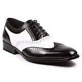 UV Signature PA002 Men's Two Tone Perforated Wing Tip Lace Up Oxford Dress Shoes