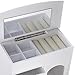 Yescom Wooden Jewelry Box Built-in Mirror Ring Earring Necklace Organizer Storage Case White For Mother Girls Women Wife