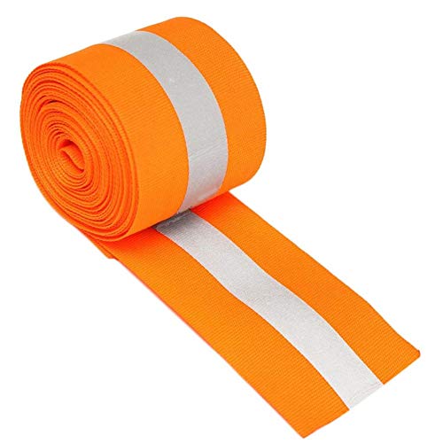 High Visibility Reflective Fabric Ribbon for Cothing Safety Fabric Gear Webbing Trim Strip 4cm/1.57" (Orange, 5 Yards)