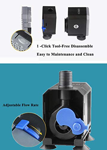 YCTECH 45W 660 GPH Submersible Pump for Aquarium, Fish Tank, Pond, Fountains, Statuary, Hydroponics Aquaponics