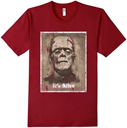 Men's Frankenstein Old Retro Horror Vintage Poster T-Shirt Movie 3XL Cranberry