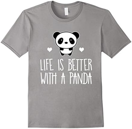 Men's Life Is Better With A Panda Animal Bear Hearts T-Shirt Small Slate