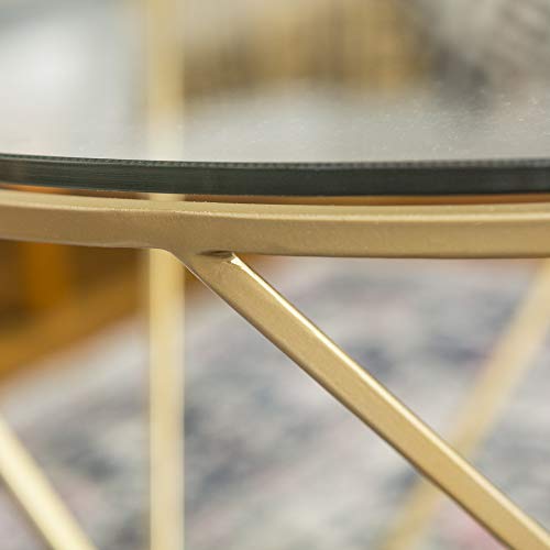 Millie Glass Nesting Coffee Tables in Clear Glass and Gold Pricepulse