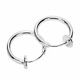 BODYA 1 Pair Cute Clip on Fake Nose Lip Ear Ring Stud Hoop Piercing Punk Unisex - 12 Colors for Choose (Silver)