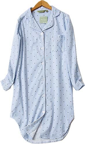 Luckytung Women's Flannel Nightshirt Button Down Boyfriend Nightgown Mid-Long Style Sleepshirt