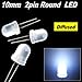 50pcs x 10mm Round Diffused LED Light 2pin 10mm Diffused LED 9k MCD White