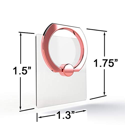 Attom Tech Transparent Phone Ring Holder Grip 360 Degree Free Rotation, Clear Cell Phone Finger Ring Kick-Stand Compat for iPhone X 8 7 Plus 6S 6 5s 5 SE, Galaxy S9 S8 S7 S6 Edge, Note 8 5 4 2 (Pink)