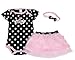Baby Girl's Zebra-Striped Rose Romper Dress with Headband (3 Months, Black)