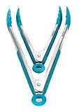 Useful. UH-ST195 Set Of 2 Silicone Kitchen Grill BBQ Stainless Steel Food Serving Tongs With Silicone Tips Long 12 Inch And Short 9 Inch Heavy Duty & Heat Resistant Salad Tong Set (Blue)