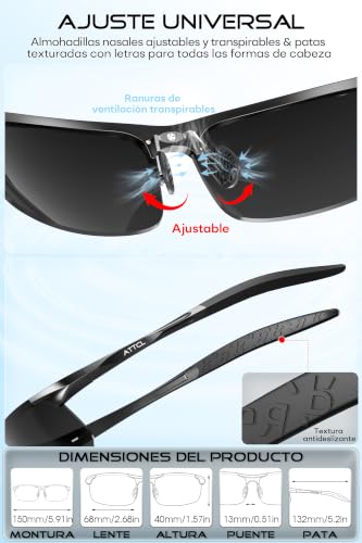 ATTCL Lentes de Sol para Hombres Gafas de Sol Deportivas Polarizadas con Protección UV