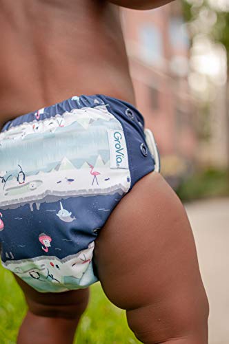 GroVia - Cloth Diaper Bundle for Natural Parenting - (10) Reusable Hybrid Diaper Shells - (1) BioSoaker Eco Friendly Inserts 50pk - (1) Unscented BioLiner 200ct - (12) Soaker Pads - (1) Pail Liner