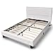 Urest Full Size Bed Frame Platform Bed Mattress Foundation Wood Slat Support Upholstered Button Tufted Diamond Stitch with Headboard, White