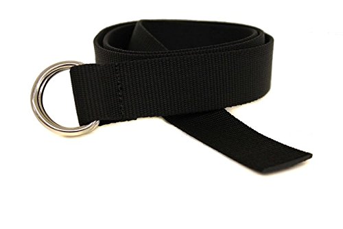 D-Ring Canvas Web Sailing Belt Made in USA by Thomas Bates (Black)
