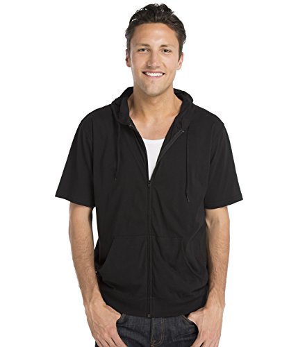 Cottonhood Short Sleeve Zip Hoodie Tee XX-Large Black