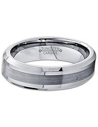Tungsteno Boda Banda Anillo de 6 mm para los hombres las mujeres Comfort Fit biselado cepillado