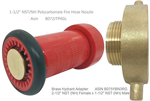 Fire Hose Spray Nozzle 1-1/2" NST/NH Polycarbonate Jet fog Industrial Fireman 1.5" Nozzle 75 gpm Fire Equipment FHSN01NST - Thumbnail 2
