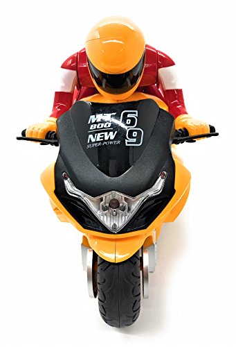O.B Toys&Gift RC Electric Radio Remote Controlled Motorcycle Toy 360 Degree Spins w/Driver, Lights & Sound, Kids Remote Control Motorcycle