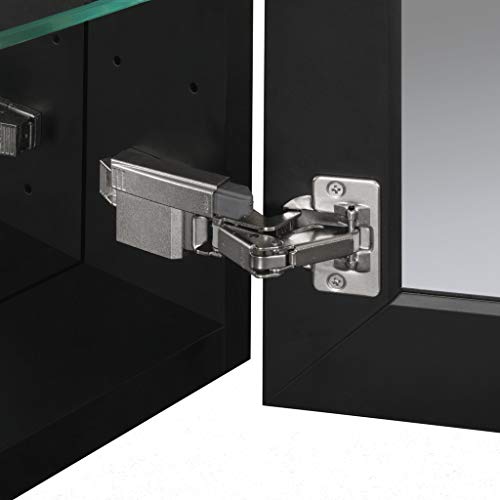 B&C 15"x36" Aluminum Medicine Cabinet with Mirror|Color Black|Bathroom Mirror Cabinet with Adjustable Glass Shelves|Storage Cabinet for Bathroom Recessed or Surface Mounting - Thumbnail 5