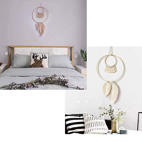 Clife Macrame Wall Hanging Feather Boho Chic Woven Leaf Tassels Decoration Cotton Ornaments Bohemian Apartment Decorations Living Room Bedroom Decor Ivory 2 Leaf Pricepulse