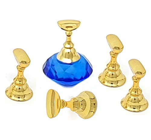 Kiara World Magnetic Nail Art Tips Stand Crystal Base Alloy Holders Manicure Set Practice Holder Salon Tool DIY (Blue)