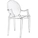 EdgeMod Burton Arm Plastic Dining and Patio Ghost Chair, Stackable, Fully Assembled, Suitable for Indoor & Outdoor, Clear (Set of 2)