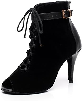 Minishion QJ6179 Womens Lace-up Suede Ballroom Latin Dance Shoes