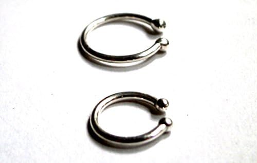 Septum Ring, Fake Nose Ring, Ear Cuff, Lip Ring, Fine Silver Non-pierced, 2pcs of 8mm