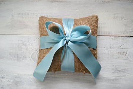 Wedding Burlap Ring Bearer Pillow With Tiffany Blue Bow Amazon