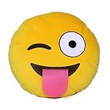 Emoji Comfort Emoji Smiley Round Yellow Emoticon Cushion Stuffed Plush Toy Various Designs (Naughty)