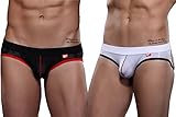 USex Sense Men's 2-Pack Mesh Jockstrap Supporter Jock Strap Underwear (M, Black+White)