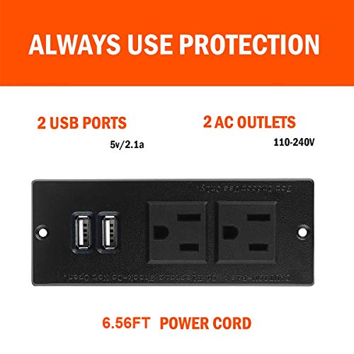 Furniture Recessed Power Strip, Recessed Desk Outlet with USB, in