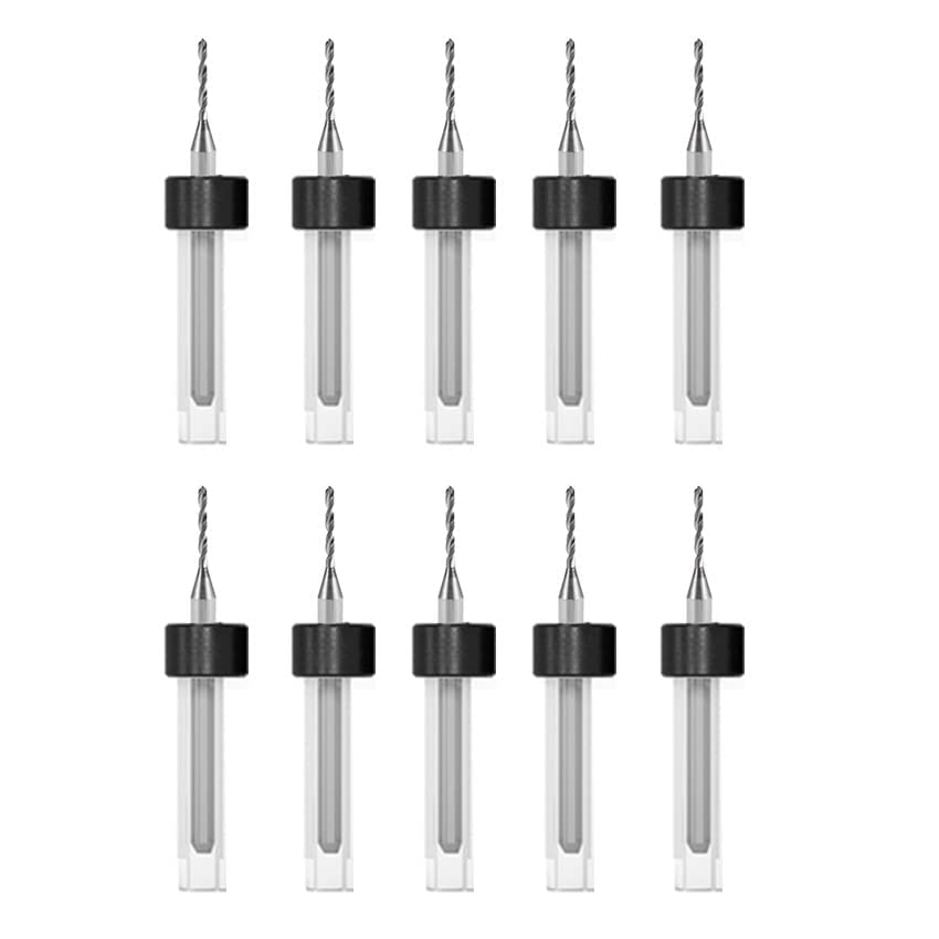 TA-VIGOR 10Pcs Micro Drill Bit 0.9mm, Black PCB Drill Bits with 1/8 Inch Shank Tungsten Carbide Drilling Rotary Tool for Print Circuit Board Stone CNC Engraving