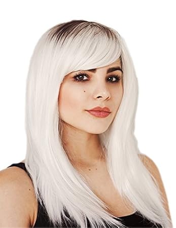 Prettyland C1345 Sleek Look Straight Snow White Long Hair Wig