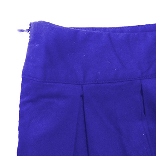 Dressever Women's Vintage A-line Printed Pleated Flared Midi Skirts Royal Blue Medium - Thumbnail 4