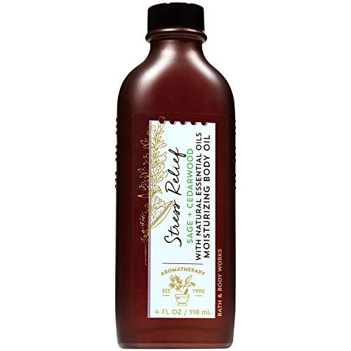 Bath and Body Works Aromatherapy Sage Cedarwood Massage Oil 4 Ounce Stress Relief Aromatherapy