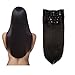 Lovbite Real Hair Extensions Clip in Human Hair Double Weft 14In 100g Straight Jet Black Clip in Hair Extension 7Pieces 16Clips in Thick Human Hair Sliky Striaght for Women Extensions
