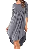 Levaca Womens Plain 3 4 Sleeve Loose Swing Casual T Shirt Dress Dark Gray XXL